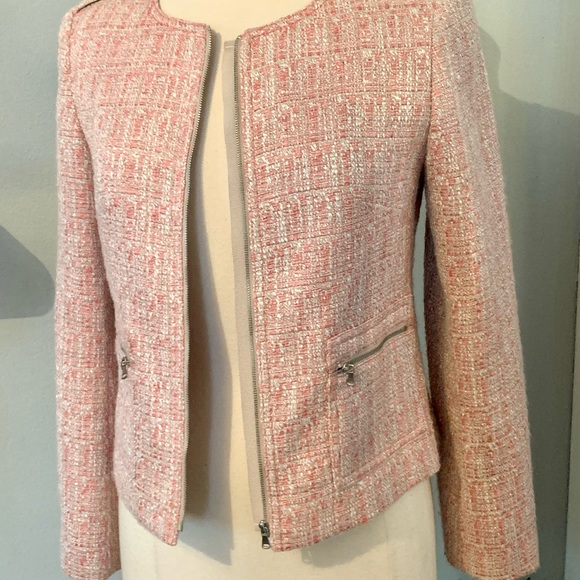 Woman’s Pink Tweed Crop Blazer Jacket Sz 4 Talbots - Picture 2 of 14